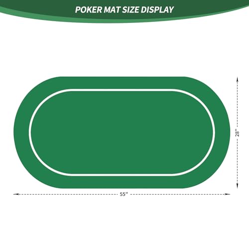 nuveti Poker Mat - 55 x 28inch Non-Slip Poker Table Game Mat - Portable Rubber Waterproof Poker mat for Table 6-8 Player Card Game Anti-Slip Rubber Poker Table Top Layout - color: 55 X 28 Inch Card Game Layout Mat1