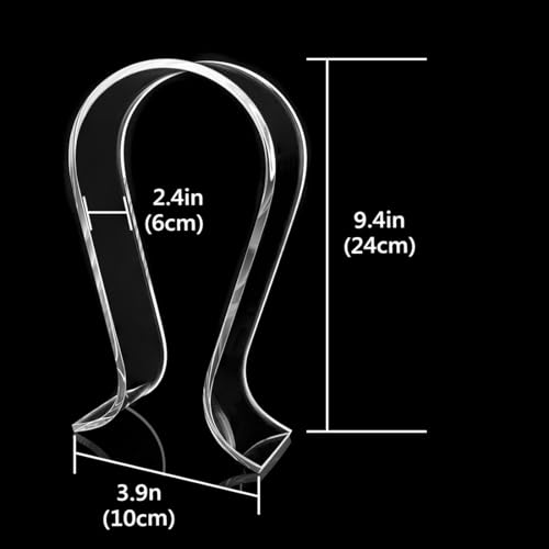 GEEKRIA Clear Omega Headphone Stand for On-Ear Headphone, Gaming Headset Stand, Desk Display Hanger, Compatible with Bose, Marshall, Jabra, JBL, ATH, Sony, AKG, Sennheiser Headset (Clear)
