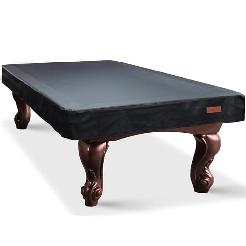 K-Musculo Heavy Duty Pool Table Cover, Waterproof Leatherette Billiard Table Cover with Soft Backing, Tear Resistant Fitted Protector for 6.5FT, 7FT, 7.5FT, 8FT, 8.5FT & 9FT Tables - color: Black