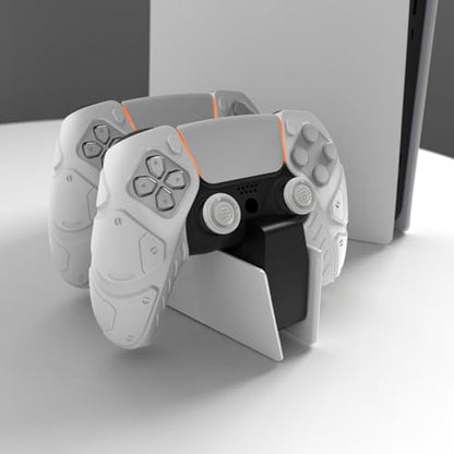 PlayVital Mecha Edition White Ergonomic Soft Controller Silicone Case Grips for PS5, Rubber Protector Skins with Thumbstick Caps for PS5 Controller - Compatible with Charging Station - color: White
