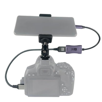 Hot Shoe Mount Adapter Kit Compatible Cell Phone/Tablet to DSLR Camera Monitor with 4K HDMI HD Capture Card for Gaming, Video, Conference and Live Streaming