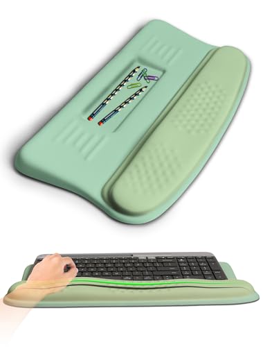 Ergonomic Wave Wrist Rest with Keyboard Stand, Cushioned Palm Rest, Comfortable Integrated Memory Foam for Natural Typing and Relieve Wrist Pain, Minty Olives Green - color: Minty Olives Green
