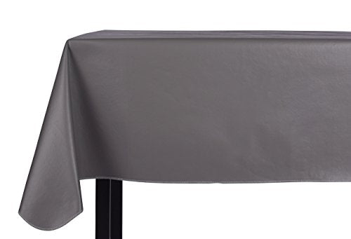 Heavy Duty Vinyl Rectangle or Square Tablecloth – 6 Gauge Heavy Duty Tablecloth – Flannel Backed – Wipeable Tablecloth with Vivid Colors & Many Sizes 52 x 90 Gray - color: Grey, size: 90" x 52" (Rectangular)