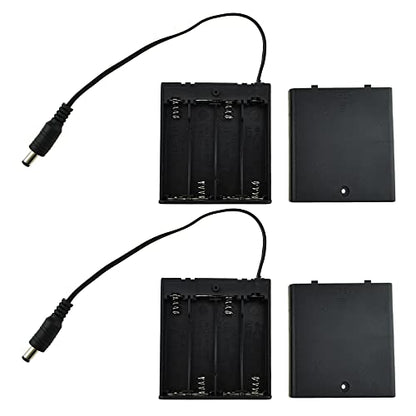 HAHIYO 6V 4x1.5V AA Battery Holder with DC Plug Portable Supply Quick Swap Securely Lids On/Off Switch Plastic Batteries Storage Box Case 2 Pieces for Wireless Cameras Halloween LED Light Strips - style: 4AA(DC Plug)-2P