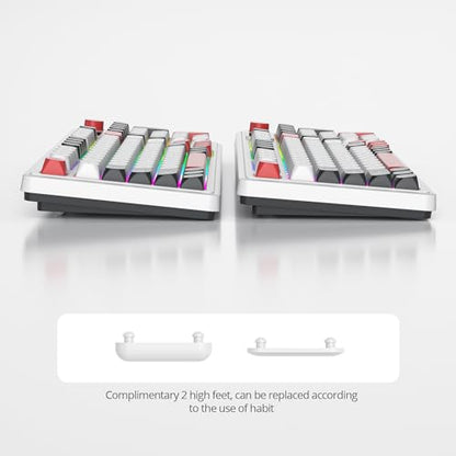 Fogruaden 96% Wireless Quiet Silent Gaming Keyboard with Number Pad & Knob, Mechanical Feel, Spill-Resistant, Multimedia Keys, Wired/BT/2.4G, USB Rechargeable Membrane Computer Keyboard for Win/Mac - color: White