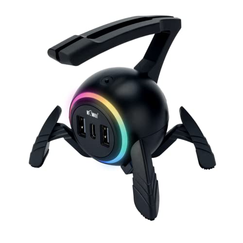 Mouse Bungee Spider Gaming Mouse Bungee Cable Holder Mouse Cord Holder with RGB Light and USB Port (USB Style)