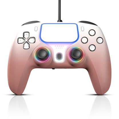 NBCP for PlayStation 5 Wired Game Controller,Compatible With PS5, PS4,PC and Steam Gamepads,Dual Vibration and Hall Effect Triggers,6-Axis Gyroscope,Turbo Function and 3.5mm Headphone Jack - color: Rose Gold