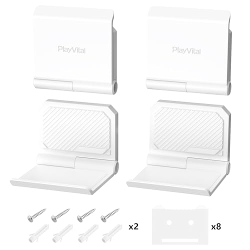 PlayVital FOLD Controller Holder Wall for ps5 ps4 Xbox Switch 2 Pro Headset, 2 Pack Universal Storage Organizer Gaming Controller Stand Headphone Mount - Foldable Anti-slip Adhesive Removable, White - color: White 4 Sets