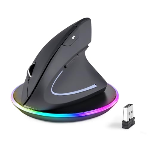 Perixx PERIMICE-813RX Wireless Rechargeable Vertical Mouse - Multi-Device spec - Duo Wired and Wireless Charging Feature -The Included Charger Compatible with iPhone, AirPods, and AirPods Pro - style: Wireless Rechargeable with Charging Pad