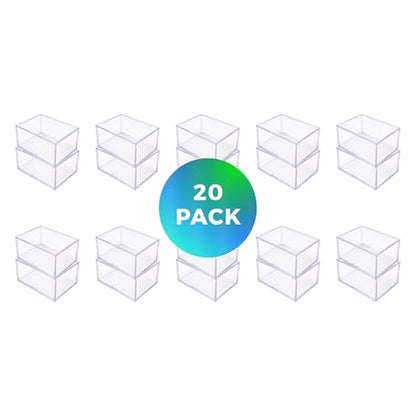 20-Pack Clear Acrylic Card Storage Boxes with Lids – Holds up to 100 Standard Trading Cards Each, Stackable Organizer for Sports & TCG Cards (Unsleeved) - size: 3 1/2" L x 2 1/2" W x 2" H, style: 20.0