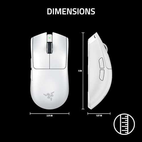 Razer Viper V3 Pro Wireless Esports Gaming Mouse: Symmetrical - 55g Lightweight - 8K Polling - 35K DPI Optical Sensor - Gen3 Optical Switches - 8 Programmable Buttons - 95 Hr Battery - White - color: White, style: 8000 Hz Polling
