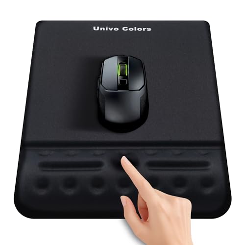 Black Mouse Pad with Wrist Support Ergonimic Wrist Rest Gel Wrist Pad for Mouse Computer Laptop Desk Office Gaming Desktop Non-Slip Base Soft Memory Foam Fiber Cute Mousepad Gel Rest - color: MW_Black