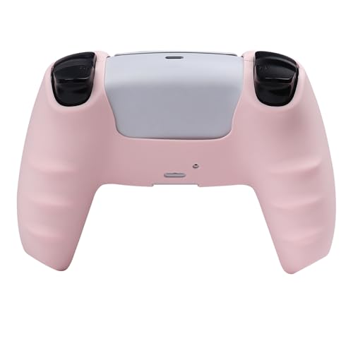 RALAN PurePink Color Controller Skin Silicone for PS5, Non-Slip Grip Cover Protector Compatible with PlayStation 5 Controllers with 2 Thumb Grip Caps - color: PurePink
