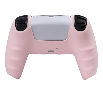 RALAN PurePink Color Controller Skin Silicone for PS5, Non-Slip Grip Cover Protector Compatible with PlayStation 5 Controllers with 2 Thumb Grip Caps - color: PurePink