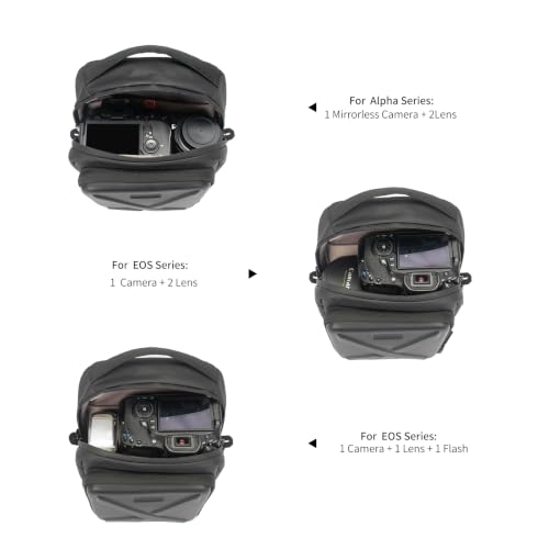 Camera Hard Shell Case Crossbody Camera Sling Bag Small Waterproof Photography Bag for Mirrorless and DSLR Cameras - color: Black