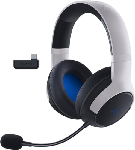 Razer Kaira Dual Wireless Gaming Headset for PlayStation 5 / PS5, PC, Mobile, PS4: Triforce 50mm Drivers - HyperClear Cardioid Mic - 2.4GHz and Bluetooth w/SmartSwitch - EQ Toggle - White/Black | Dual Wireless with Razer Smartswitch, Razer Triforce 50 Mm