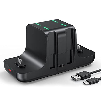 NEWDERY 6-in-1 Charger Dock for Nintendo Switch Pro Controller and Joy con | Fast Charging Dock with LED Indicators, Compatible with Nintendo Switch / OLED / Lite, Includes USB-C Charging Cable