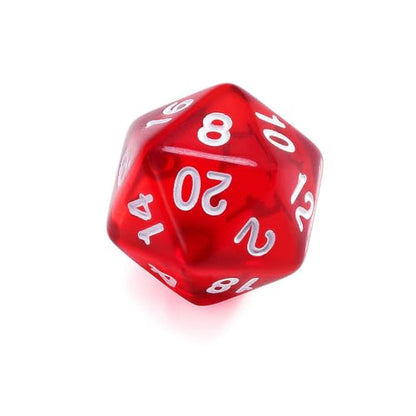 10 Pieces Polyhedral Dice Set D20 Dice 20mm Acrylic 20 Sided Game Dice for Dungeons and Dragons RPG MTG DND Dice Table Games (Transparent Red) - color: Transparent Red