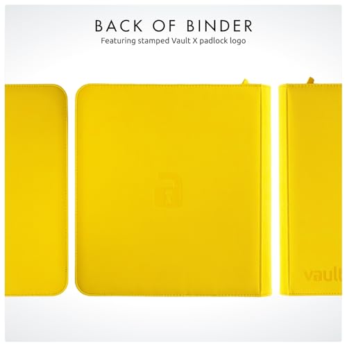 Vault X 12 Pocket Zip Trading Card Binder 480 Cards Exo-Tec (Yellow) | Holds 480 standard-size TCG cards in 20 side-loading 12-pocket pages. Padded, water-resistant Exo-Tec cover. - color: Yellow, size: 12 Pocket