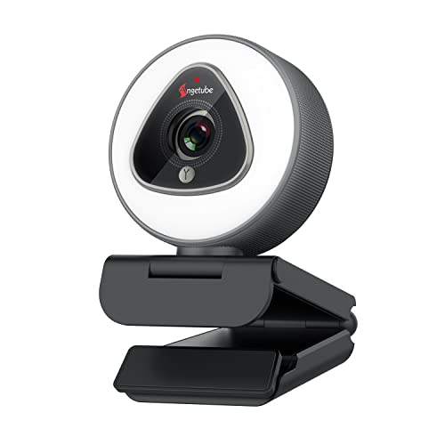 Angetube Streaming Webcam with Ring Light, Computer Camera with Microphone | 1080P@30fps, 5X Digital Zoom HD Web cam for Xbox Twitch Gaming, USB PC Web Camera for PC Laptop Desktop Mac