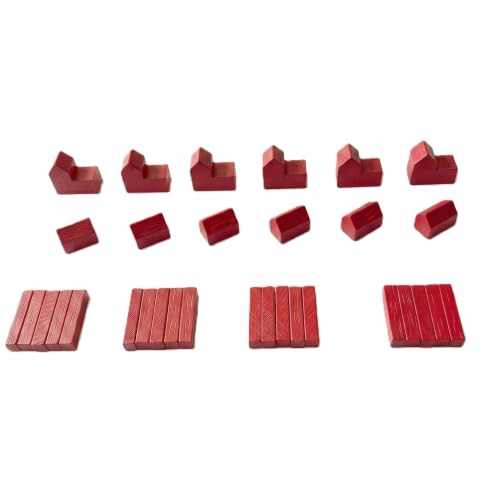 Replacement Pieces for Settlers of Catan – Roads, Settlements & Cities Set, Durable Game Tokens, Compatible with Catan Board Game Accessories, Game Pieces Plus Bonus Pieces (Red) - color: Red