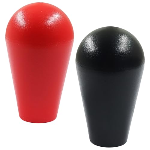 ZOCCVI Arcade Joystick Ball Top Handle, Black and Red, 2 Pcs | M6 Thread, Plastic Replacement Knob, DIY Arcade Game Fight Stick, Oval - color: Black+Red(Oval)
