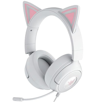 Razer Kraken Kitty V3 X Wired Gaming Headset, Kitty Ears, White | HyperClear Cardioid Mic, 40 mm Drivers, 7.1 Surround Sound, Comfy Ear Cushions, Cross-Platform via 3.5mm PC, PS5, Xbox - color: Mercury White