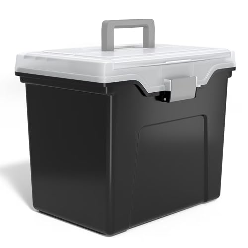 STAPLES File Box Portable Tote, Letter Size, Black, 2-Pack, Handle | Lightweight storage tote for transporting and organizing hanging files. - color: Black, size: 2 Pack, style: Portable