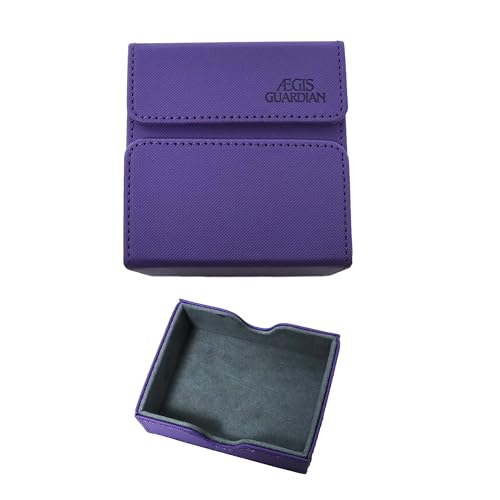 AEGIS GUARDIAN Card Deck Box with Dice Tray for MTG Cards, Commander Deck Box fit 150+ Sleeved Cards, PU Leather Card Storage Box Strong Magnet Deck Game Case for TCG CCG, Purple and Gray - color: 11-2