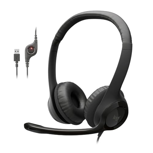 Logitech H390 Wired Headset PC/Laptop Stereo Headphones - Black | For PC/Laptop, stereo headphones, microphone, in-line controls, works with Chromebook - color: Black, style: USB-A