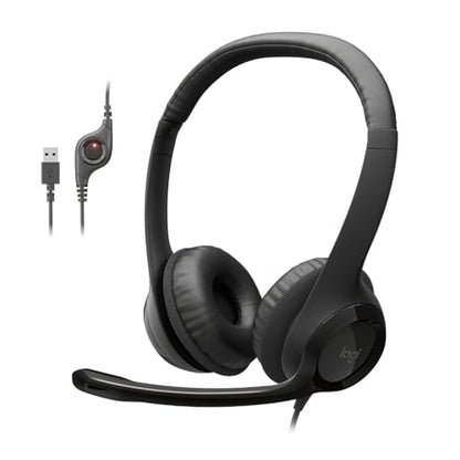 Logitech H390 Wired Headset PC/Laptop Stereo Headphones - Black | For PC/Laptop, stereo headphones, microphone, in-line controls, works with Chromebook - color: Black, style: USB-A
