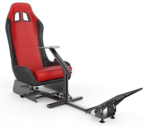 Sim Racing Cockpit with Seat | Compatible with G29 G920 G923 T248X T248 T300RS TX F458 T500RS| Easy to Install Racing Wheel Stand for PS5, Xbox, PC Gaming (Black/Red) - color: Red / Black