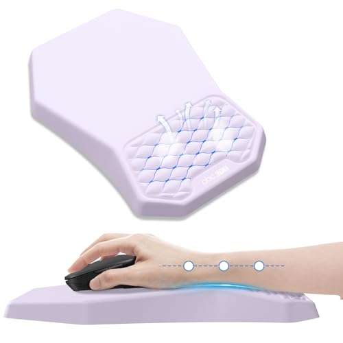 Ergonomic Mouse Pad Wrist Rest Support, Massage Design Surface for Carpal Tunnel Pain Relief, Memory Foam, Non-Slip PU Base for Computer Desk, Purple - color: Purple Mouse Pad