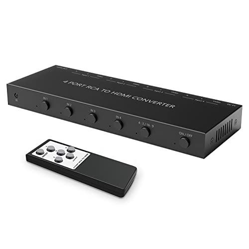 4 AV to HDMI RCA to HDMI Converter 1080P/720P 4 Way RCA Composite CVBS AV Switch to HDMI Converter Adapter Support 4:3/16:9 Switching For Sega Xbox PS1 PS2 PS3 N64 NGC SNES WII VHS VCR Camera DVD - color: 4AV to HDMI Converter