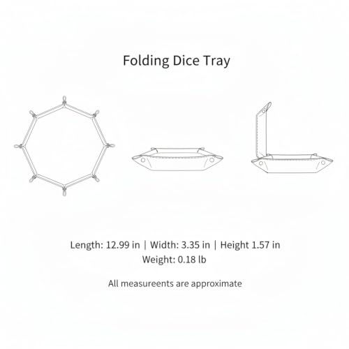 Multipurpose Hexagonal Folding Dice Tray, PU Leather Game Accessory with Velvet Interior for Tabletop Games and Board Games