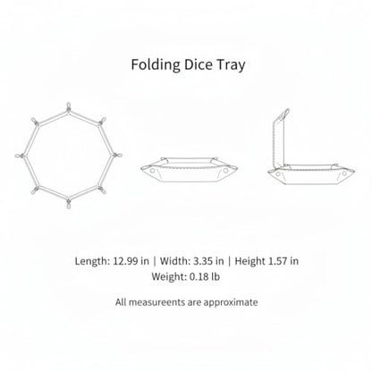 Multipurpose Hexagonal Folding Dice Tray, PU Leather Game Accessory with Velvet Interior for Tabletop Games and Board Games