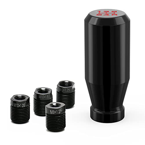 Black 5 Speed Weighted Manual Automatic Gear Shifter Shift Knobs Lever with 4 Metal Adapters Fit Compatible with Manual Cars Most Automatic Cars - color: AAW-H-04-02