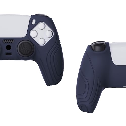 eXtremeRate PlayVital Samurai Edition Midnight Blue Anti-Slip Controller Grip Silicone Skin for ps5, Ergonomic Soft Rubber Case for ps5 Controller with Black Thumb Stick Caps - color: Midnight Blue