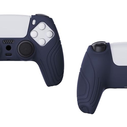 eXtremeRate PlayVital Samurai Edition Midnight Blue Anti-Slip Controller Grip Silicone Skin for ps5, Ergonomic Soft Rubber Case for ps5 Controller with Black Thumb Stick Caps - color: Midnight Blue