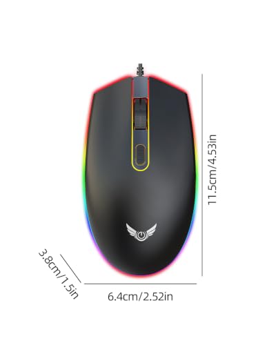 Wired Gaming Mouse with 3 - Level DPI, RGB RGB Gaming Mouse, Ergonomic Comfortable Grip PC Gaming Mice, Precise Optical Sensor Computer Mouse for Office/Game/Home (White) - color: White