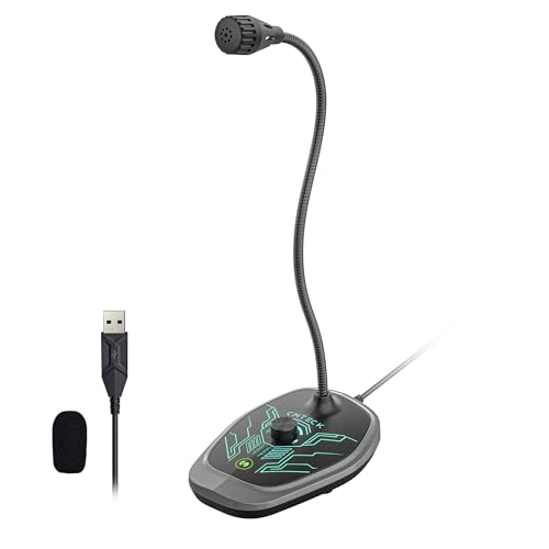 CMTECK USB Computer Microphone, RGB Light, Mute Function for PC/Laptop | Quick mute with LED, plug-and-play, noise-cancelling. Ideal for podcasting, YouTube, and streaming. Works with PS4/PS5/PC. - color: Dynamic RGB