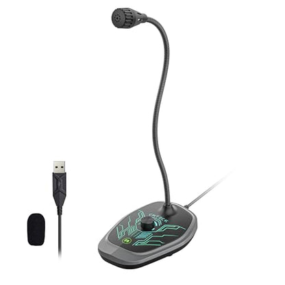 CMTECK USB Computer Microphone, RGB Light, Mute Function for PC/Laptop | Quick mute with LED, plug-and-play, noise-cancelling. Ideal for podcasting, YouTube, and streaming. Works with PS4/PS5/PC. - color: Dynamic RGB