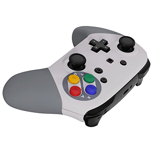 eXtremeRate SFC SNES Classic EU Style Faceplate Backplate Handles for Nintendo Switch Pro Controller, Soft Touch Replacement Grip Housing Shell Cover with Colorful ABXY Buttons for Nintendo Switch Pro - color: Classic SFC SNES EU Style
