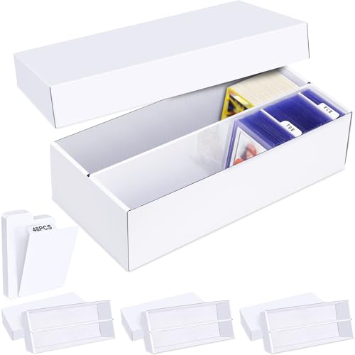 Trading Card Storage Box 4 Pack–1600 Count Cardboard Organizer with Dividers for MTG, TCG, Sports, Toploader - color: 4 PACK