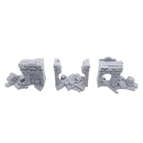 Ruined Town Modular Walls II - DND Terrain, 28mm Miniature Wargaming, Tabletop Wargame Scenery