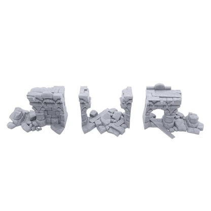 Ruined Town Modular Walls II - DND Terrain, 28mm Miniature Wargaming, Tabletop Wargame Scenery