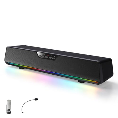 Computer Speakers for Desktop PC, Computer Sound Bar with Detachable Microphone,Gaming Speakers, Plug & Play, PC Speakers for Laptop, Tablet