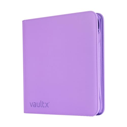 Vault X 12 Pocket Zip Trading Card Binder 480 Cards Exo-Tec (Purple) | Holds 480 standard-size TCG cards in 20 side-loading 12-pocket pages. Padded, water-resistant Exo-Tec cover. - color: Purple, size: 12 Pocket