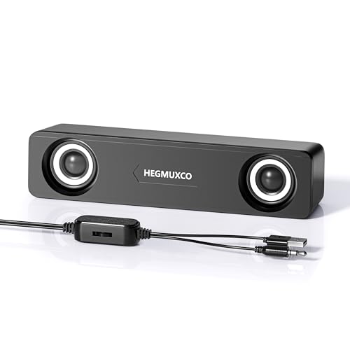 10W Wired Stereo Speaker Compact PC Speakers for Desktop -, USB Powered, 3.5mm Audio Input, Laptop Expertly Tuned Computer Soundbar