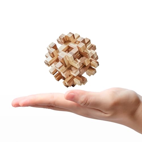 Bits and Pieces Wooden Brain Teaser Puzzle - Wood Cube Logic Puzzles, 3D Puzzles for Adults